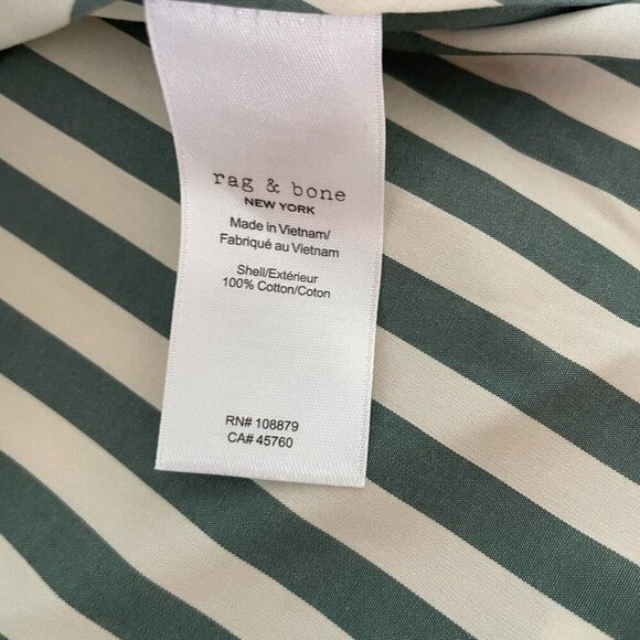 Rag Bone Martha Short Sleeve Poplin Shirt in Green Stripe | Women’s Size Small - Picture 5 of 5